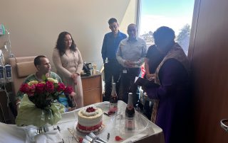The wedding party in their hospital room at Alameda Health SYstem's Wilma Chan Highland Hospital Campus